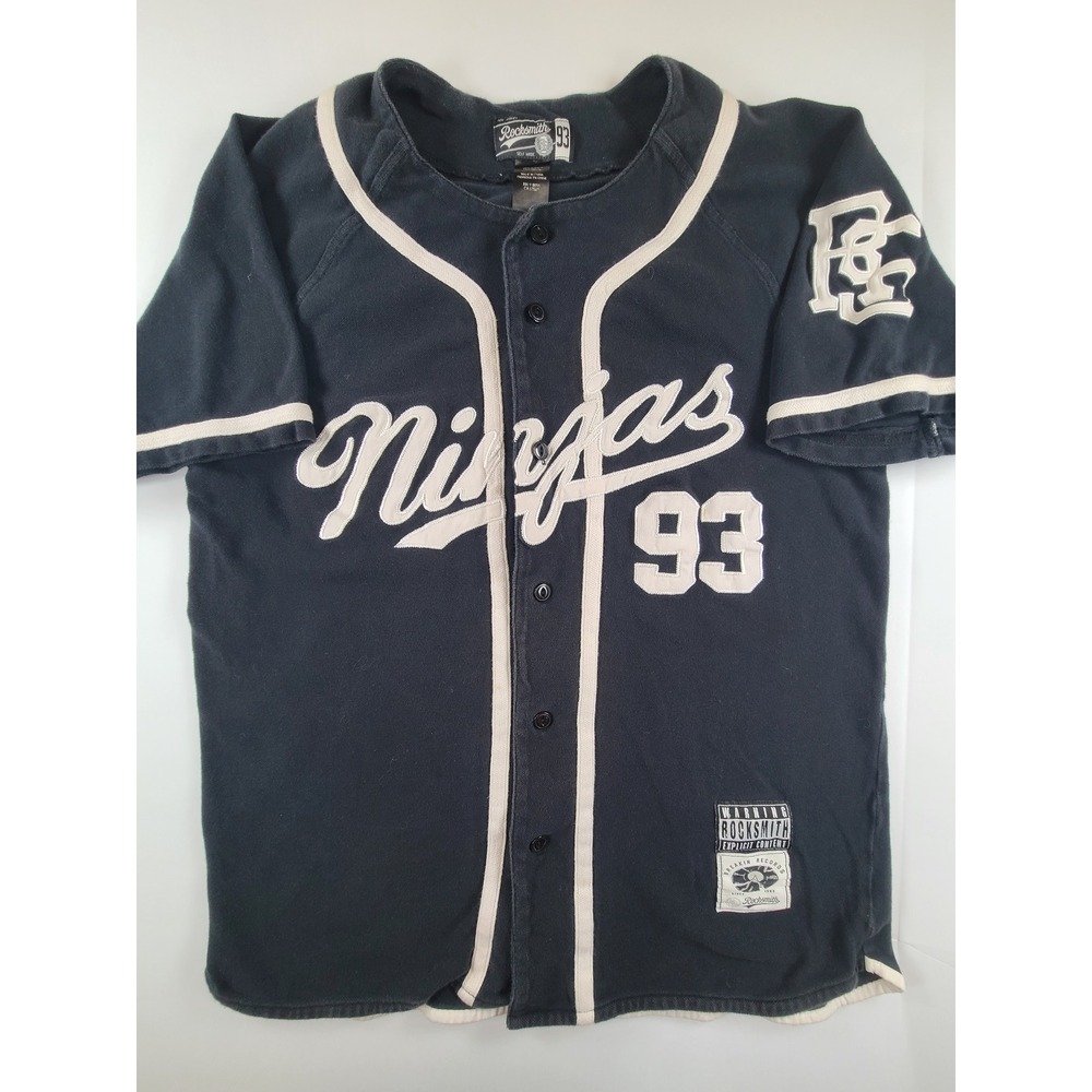 Rocksmith Ninjas 93 Baseball Jersey Mens Large Black Button Up Streetwear Pique